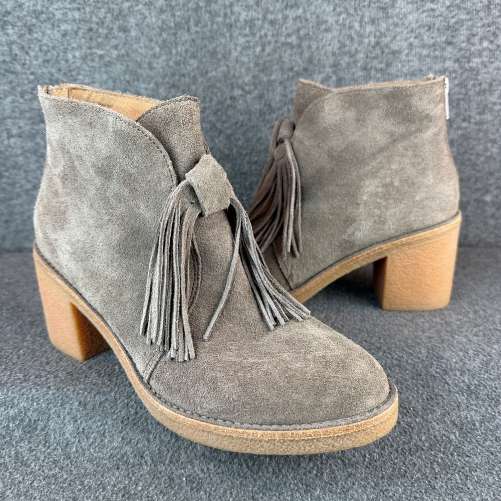UGG Suede Boots Womens 8 Taupe Tassel Ankle Booties